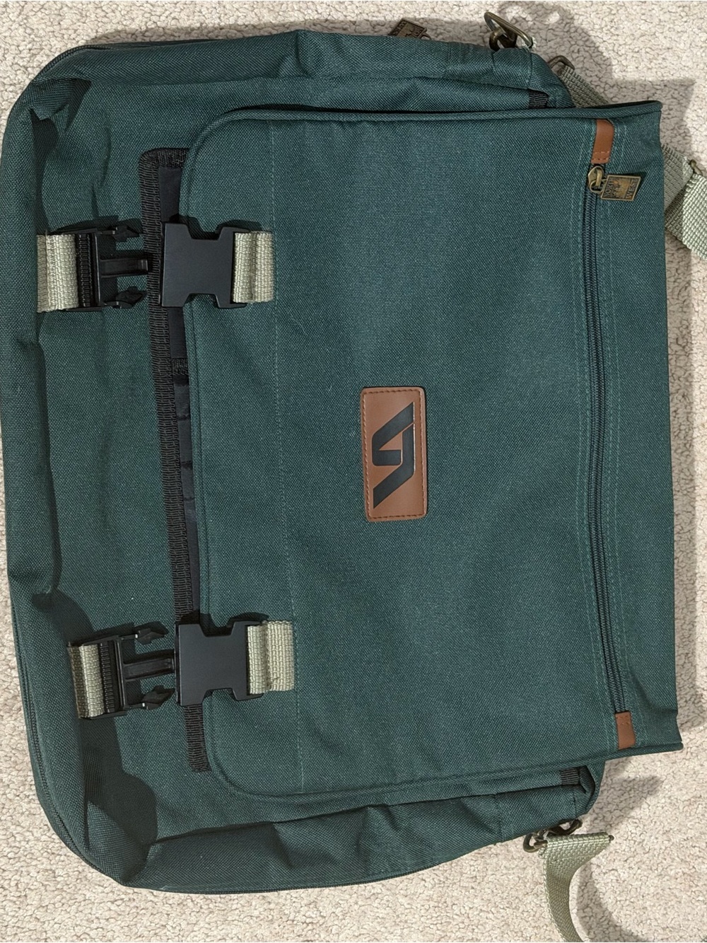 North West Collection Messenger Bag Green Tan Adjustable Strap